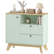 Buffet Pebblecross Design Moderne Bicolore Vert Clair Effet Bois Rangement Polyvalent