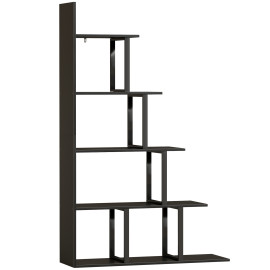 Etagère Pilgrim Style Industriel Escalier 5 Niveaux Noir & Bois Clair