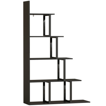 Etagère Pilgrim Style Industriel Escalier 5 Niveaux Noir & Bois Clair