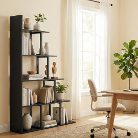 Etagère Pilgrim Style Industriel Escalier 5 Niveaux Noir & Bois Clair