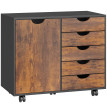Support Imprimante Eichenbach Rangement Mobile 5 Tiroirs Noir Bureau