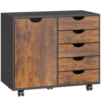 Support Imprimante Eichenbach Rangement Mobile 5 Tiroirs Noir Bureau