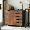 Support Imprimante Eichenbach Rangement Mobile 5 Tiroirs Noir Bureau