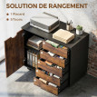 Support Imprimante Eichenbach Rangement Mobile 5 Tiroirs Noir Bureau