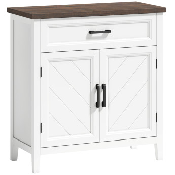 Buffet Yvreval Style Classique Chic Rangement Élégant 2 Portes Blanc