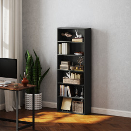 Étagère Visitacion 6 Compartiments Rangement Modulable Noir Élégant Salon Chambre