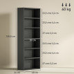 Étagère Visitacion 6 Compartiments Rangement Modulable Noir Élégant Salon Chambre