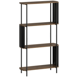 Étagère Niederfeld Design Industriel 4 Niveaux Bicolore Grain de Bois Noir 80x30x141 cm