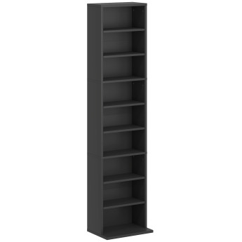 Etagère Zaratamo Rangement CD DVD Blu-ray Noir Design Compact 140 cm