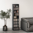 Etagère Zaratamo Rangement CD DVD Blu-ray Noir Design Compact 140 cm