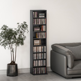 Etagère Zaratamo Rangement CD DVD Blu-ray Noir Design Compact 140 cm