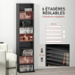 Etagère Zaratamo Rangement CD DVD Blu-ray Noir Design Compact 140 cm