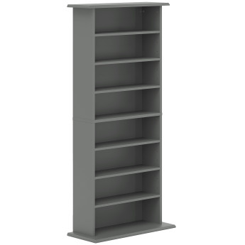 Etagère Dunmorrow Rangement CD DVD 8 Compartiments Gris Design Épuré