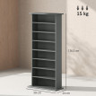 Etagère Dunmorrow Rangement CD DVD 8 Compartiments Gris Design Épuré