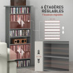 Etagère Dunmorrow Rangement CD DVD 8 Compartiments Gris Design Épuré