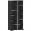 Etagère Froilan Rangement CD DVD 12 Compartiments Noir Design Moderne