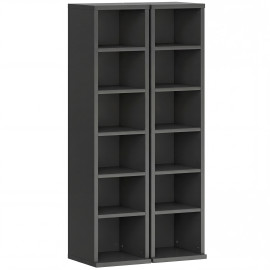Etagère Froilan Rangement CD DVD 12 Compartiments Noir Design Moderne