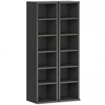 Etagère Froilan Rangement CD DVD 12 Compartiments Noir Design Moderne