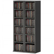 Etagère Froilan Rangement CD DVD 12 Compartiments Noir Design Moderne