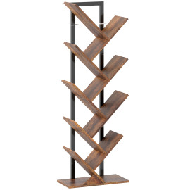 Bibliothèque Pembridge Design Arbre 9 Étagères Effet Bois Brun Rustique