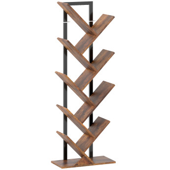 Bibliothèque Pembridge Design Arbre 9 Étagères Effet Bois Brun Rustique