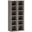 Etagère Noviglio Rangement CD DVD 12 Compartiments Effet Bois Gris