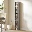 Etagère Noviglio Rangement CD DVD 12 Compartiments Effet Bois Gris