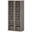 Etagère Noviglio Rangement CD DVD 12 Compartiments Effet Bois Gris