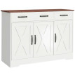 Buffet Robbio Style Rural Chic 3 Portes Blanc Effet Noyer Rangement Polyvalent