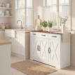 Buffet Robbio Style Rural Chic 3 Portes Blanc Effet Noyer Rangement Polyvalent