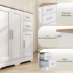 Buffet Maurecourt Rangement Élégant 3 Portes 2 Tiroirs Blanc Effet Bois 100 cm
