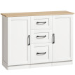 Buffet Richardis Rangement Élégant Blanc & Effet Bois Clair 2 Portes 3 Tiroirs