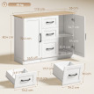 Buffet Richardis Rangement Élégant Blanc & Effet Bois Clair 2 Portes 3 Tiroirs