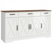 Buffet Sieglinde Style Campagnard Chic Blanc & Noyer Rangement Polyvalent 140 cm