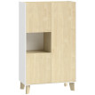 Buffet Yseult Design Bicolore Bois Clair Blanc 3 Portes Rangement Élégant Salon