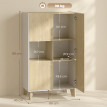 Buffet Yseult Design Bicolore Bois Clair Blanc 3 Portes Rangement Élégant Salon