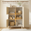 Buffet Yseult Design Bicolore Bois Clair Blanc 3 Portes Rangement Élégant Salon