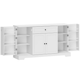 Buffet Cronenthal Rangement Astucieux Épices Ustensiles Blanc Polyvalent 140 cm