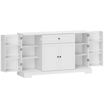 Buffet Cronenthal Rangement Astucieux Épices Ustensiles Blanc Polyvalent 140 cm
