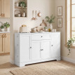 Buffet Cronenthal Rangement Astucieux Épices Ustensiles Blanc Polyvalent 140 cm