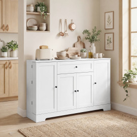Buffet Cronenthal Rangement Astucieux Épices Ustensiles Blanc Polyvalent 140 cm