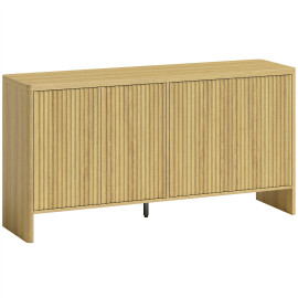 Buffet Beechcroft Design Rainuré Chêne Élégant 4 Portes Rangement Polyvalent 147 cm