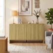 Buffet Beechcroft Design Rainuré Chêne Élégant 4 Portes Rangement Polyvalent 147 cm