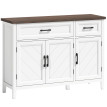 Buffet Calogero Rangement Élégant Salon Cuisine Blanc Grain Bois Brun 110 cm