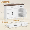 Buffet Calogero Rangement Élégant Salon Cuisine Blanc Grain Bois Brun 110 cm