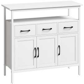 Buffet Waldheim Rangement Cuisine Polyvalent Blanc Étagères Réglables Bar Café