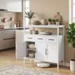 Buffet Waldheim Rangement Cuisine Polyvalent Blanc Étagères Réglables Bar Café