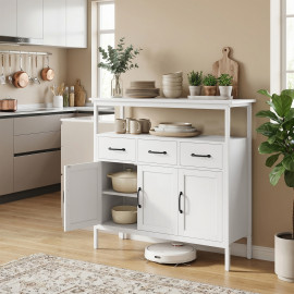 Buffet Waldheim Rangement Cuisine Polyvalent Blanc Étagères Réglables Bar Café