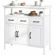 Buffet Waldheim Rangement Cuisine Polyvalent Blanc Étagères Réglables Bar Café