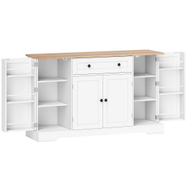 Buffet Cuisine Jodokus Rangement Élégant Épices Vaisselle Blanc Bois 138 cm
